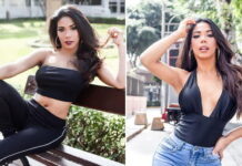 Karen Dejo muestra parte del busto en vivo por accidente cuando bailaba