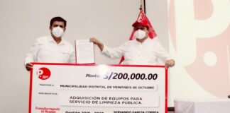 Municipalidad Distrital Veintiséis de Octubre recibe incentivo económico del Gobierno Regional para seguir combatiendo el COVID-19