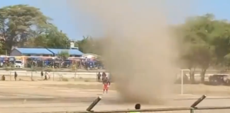 Piura: Diablo de polvo o remolino de arena, se presentó en la final distrital de Tambogrande