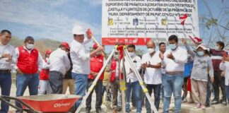 Gobernador colocó primera piedra para construcción de moderno polideportivo en Los Almendros