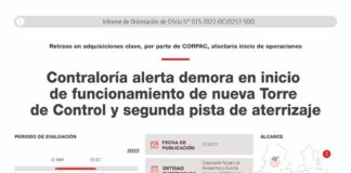 Contraloría alerta demora en inicio de funcionamiento de nueva Torre de Control y segunda pista de aterrizaje