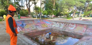 Evacuan aguas pluviales del Parque Infantil