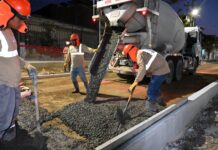 Inician vaciado de concreto en pavimento en la Av. Vice, desde la Calle Cinco hasta la Av. Grau