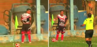 ¿Hasta cuando la Copa Perú?: Futbolista se puso a miccionar a un lado del campo.