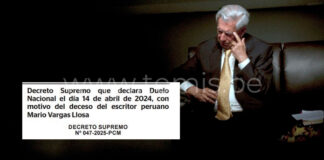 Gobierno declara Duelo Nacional por fallecimiento de Mario Vargas Llosa
