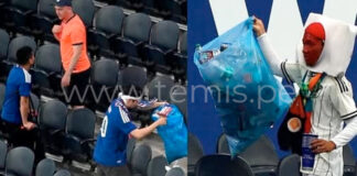 Hinchas japoneses vuelven a destacar por limpiar las tribunas tras partido del Mundial